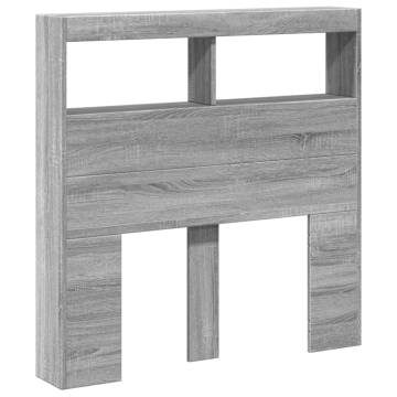 Headboard Cabinet with LED in Grey Sonoma - Stylish & Functional