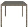 Grey Garden Table with Glass Top | 190x90cm Poly Rattan