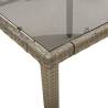 Grey Garden Table with Glass Top | 190x90cm Poly Rattan