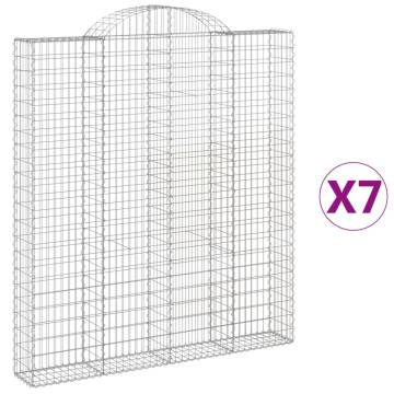 Arched Gabion Baskets 7 pcs | Galvanised Iron Decorative Barriers