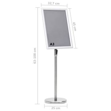 A3 Pedestal Poster Stand - Silver Aluminium Alloy Display