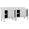 Stainless Steel Work Tables with Sliding Doors - 2pcs Set