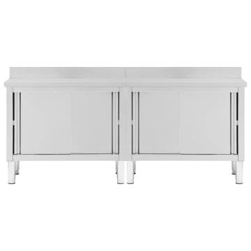 Stainless Steel Work Tables with Sliding Doors - 2pcs Set