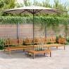 4 Piece Garden Pallet Sofa Set Solid Wood Acacia Colour brown Quantity in Package 1 Model corner + 2x middle + table Wood colour dark brown 