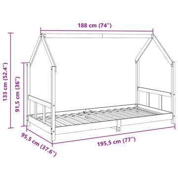 Kids Bed Frame Wax Brown 90x190 cm - Solid Pine Wood