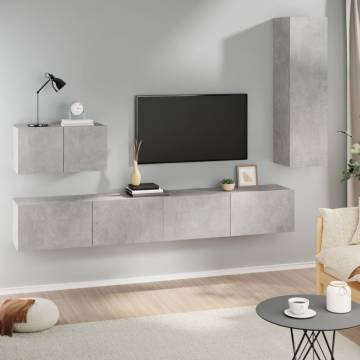 4 Piece Concrete Grey TV Cabinet Set | Stylish & Functional