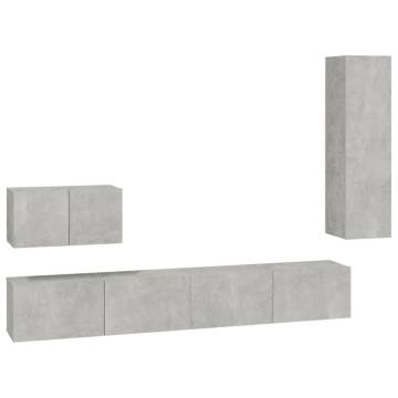 4 Piece Concrete Grey TV Cabinet Set | Stylish & Functional