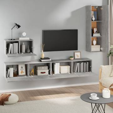 4 Piece Concrete Grey TV Cabinet Set | Stylish & Functional