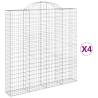 Arched Gabion Baskets 4 pcs - Durable Galvanised Iron Garden Decor