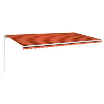 Manual Retractable Awning with LED - 600x350 cm Orange & Brown