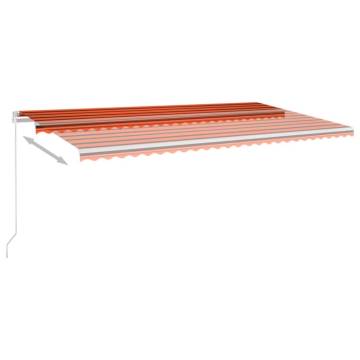 Manual Retractable Awning with LED - 600x350 cm Orange & Brown