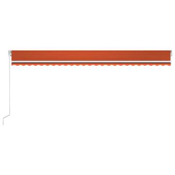 Manual Retractable Awning with LED - 600x350 cm Orange & Brown