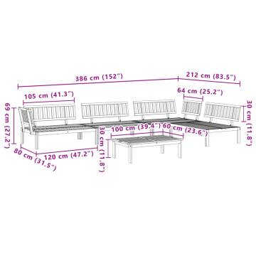 5 Piece Garden Pallet Sofa Set - Solid Acacia Wood Furniture