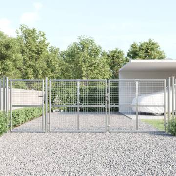 Durable Silver Mesh Garden Gate - 400x175 cm Galvanised Steel