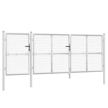 Durable Silver Mesh Garden Gate - 400x175 cm Galvanised Steel