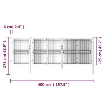 Durable Silver Mesh Garden Gate - 400x175 cm Galvanised Steel