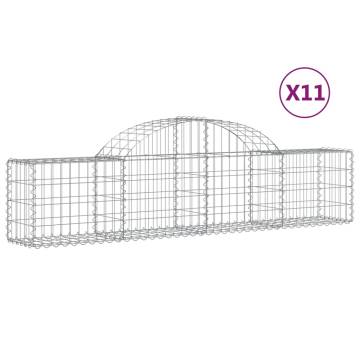 Arched Gabion Baskets - 11 pcs Galvanised Iron 200x30x40/60 cm