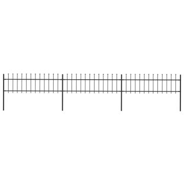 Elegant Black Garden Fence with Spear Top - 5.1x0.6m