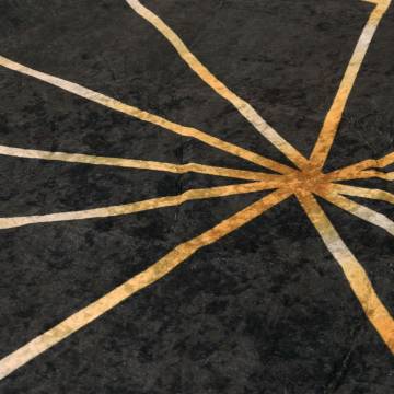 Washable Black and Gold Rug 120x180 cm | Anti-Slip Design