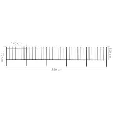 Elegant Black Garden Fence with Spear Top - 8.5x1.2 m