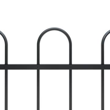 Elegant Hoop Top Steel Garden Fence - 15.3m Black