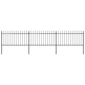 Elegant Black Garden Fence with Spear Top | 5.1x1m Steel