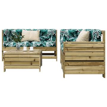 5 Piece Garden Sofa Set - Durable Pinewood Lounge Furniture