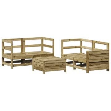 5 Piece Garden Sofa Set - Durable Pinewood Lounge Furniture