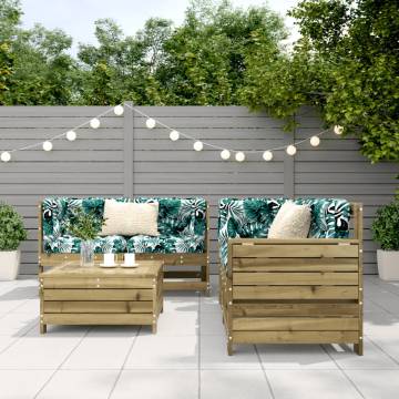 5 Piece Garden Sofa Set - Durable Pinewood Lounge Furniture