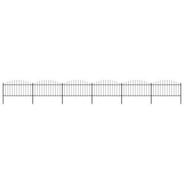 Garden Fence with Spear Top Steel - 10.2m Black | HipoMarket