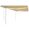 Manual Retractable Awning with LED 4.5x3 m Yellow and White Colour yellow and white Size 4.5 x 3 m Quantity in Package 1 