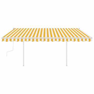 Manual Retractable Awning with LED - 4.5x3m Yellow & White