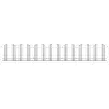 Premium Garden Fence with Spear Top Steel - 11.9m Black