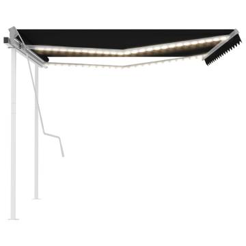 Manual Retractable Awning with LED - 4.5x3.5 m Anthracite