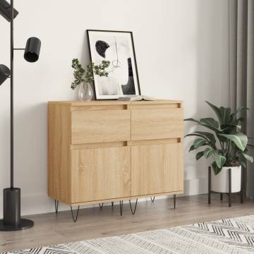 Stylish 2-Piece Sideboards in Sonoma Oak - Hipomarket UK