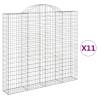 Arched Gabion Baskets - 11 pcs Galvanised Iron Garden Barriers