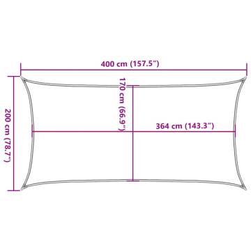 Light Grey Sun Shade Sail 4x2m - 100% Polyester Oxford