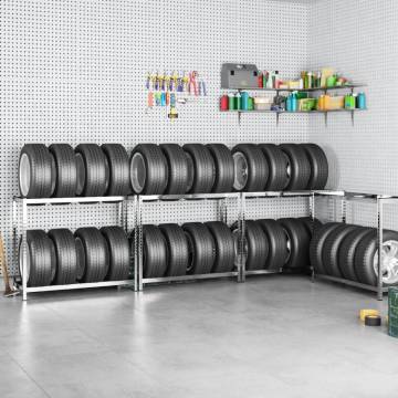 2-Layer Tire Rack - Silver, Steel | 110x40x110 cm | 4 pcs