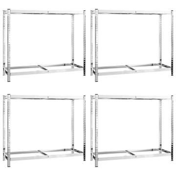 2-Layer Tire Rack - Silver, Steel | 110x40x110 cm | 4 pcs