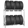 2-Layer Tire Rack - Silver, Steel | 110x40x110 cm | 4 pcs