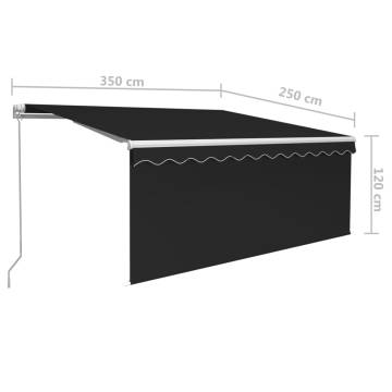 Manual Retractable Awning with LED Light - 3.5x2.5m Anthracite