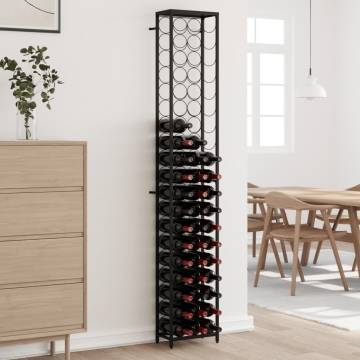 Wine Rack for 57 Bottles - Elegant Black Wrought Iron Design