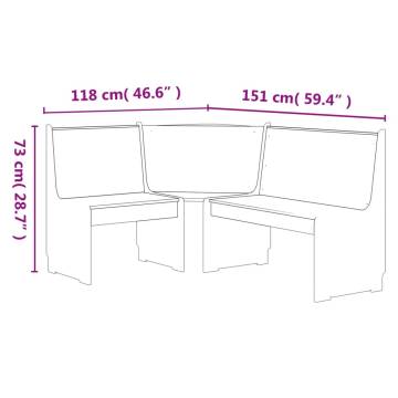 Solid Wood Corner Bench - 151 cm Honey Brown & Grey