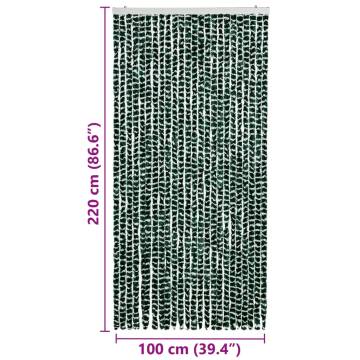 Insect Curtain Green & White 100x220 cm Chenille | Hipo Market