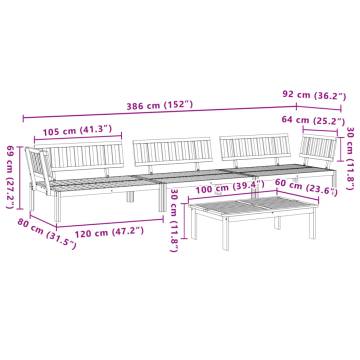 4 Piece Garden Pallet Sofa Set - Solid Acacia Wood | Hipomarket