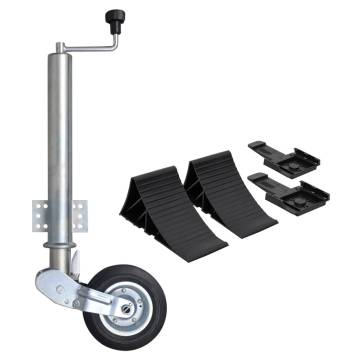 Trailer Jack Wheel 60 mm with Wheel Chocks | Hipo Market