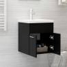 Stylish Black Sink Cabinet with Built-in Basin | HipoMarket UK