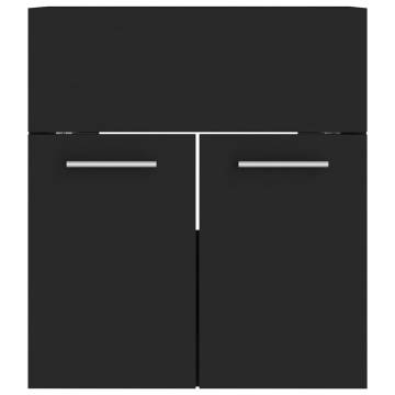 Stylish Black Sink Cabinet with Built-in Basin | HipoMarket UK