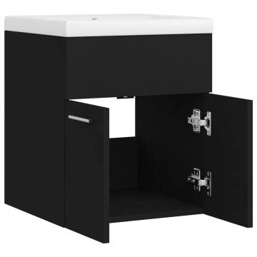 Stylish Black Sink Cabinet with Built-in Basin | HipoMarket UK