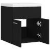 Stylish Black Sink Cabinet with Built-in Basin | HipoMarket UK